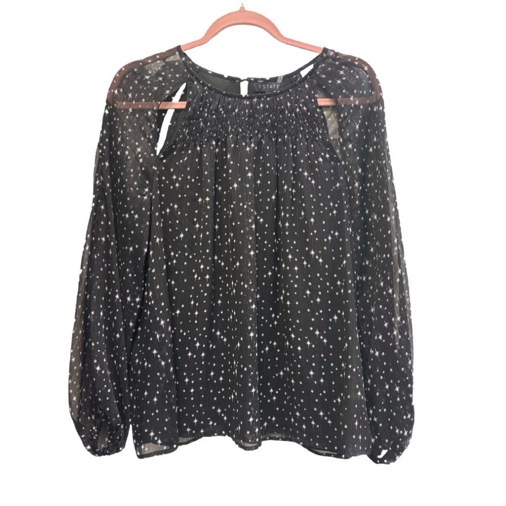 1.STATE black long sleeved starry night blouse with shoulder cut outs 🖤🖤